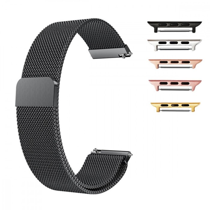 Curea Milanese Loop Slim, compatibila Apple Watch 9|8|7|6|5|4|3|2|1 Series, 41mm|40mm|38mm, Negru