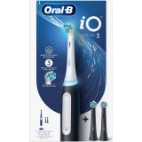 Periuta de dinti electrica Oral-B iO3 cu Tehnologie Magnetica si Micro-Vibratii, Senzor de presiune Smart, 3 moduri, 1 capat, Negru + 2 capete de peri