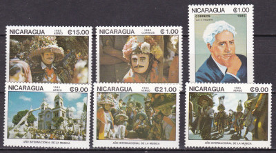 Nicaragua 1985 muzica MI 2605-2610 MNH foto