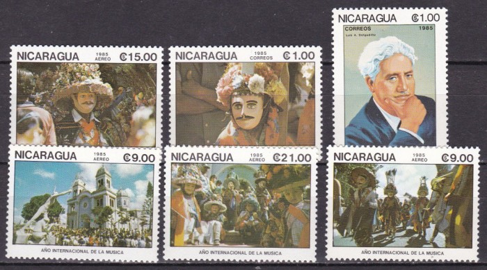 Nicaragua 1985 muzica MI 2605-2610 MNH