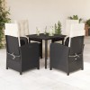 VidaXL Set mobilier de grădină cu perne, 5 piese, negru, poliratan 3212301