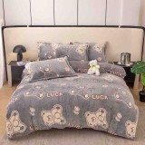Cumpara ieftin Lenjerie de pat dublu cocolino,4 piese cu elastic,gri cu ursuleti-A957, Jojo Home