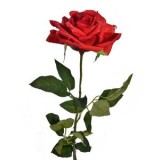 Floare Artificiala Trandafir Rosu cu Picaturi de Roua 75cm, CMCLASS