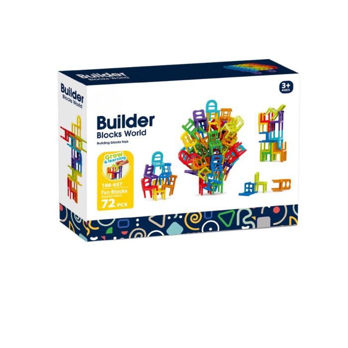 Joc de constructie STEAM - Scaune colorate (72 piese) PlayLearn Toys