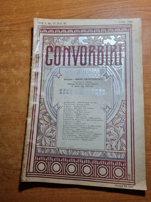 convorbiri 1 iunie 1907-cincinat pavelescu,minulescu,lovinescu,v.eftimiu