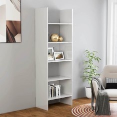 Bibliotecă, alb extralucios, 60x35x180 cm, lemn prelucrat