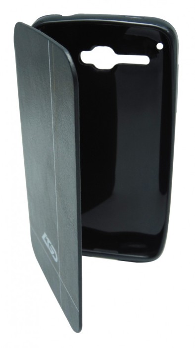 Husa tip carte cu stand neagra pentru Alcatel One Touch X&#039;Pop (OT-5030, OT-5035D, OT-5035E, OT-5035Y)