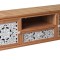 Comoda TV Boho Style din lemn masiv natur cu decoratiuni albe VIC602