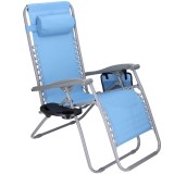 Sezlong scaun pliant plaja sau gradina, Siesta, gravitatie zero, cu tetiera, albastru Household NewTrend