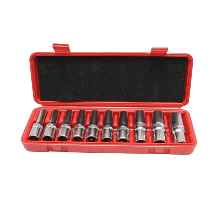 Trusa chei tubulare E-Torx E8-E24, patrat 1/2 inch, 10 piese (E8, E10, E11, E12, E14, E16, E18, E20, E22, E24)