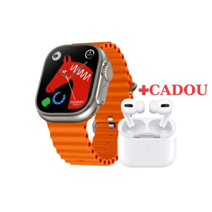 Ceas Inteligent SmartWatch 2.22 inch, +Cadou Casti WIFI + Extra curea, Apel Bluetooth, Incarcator Wireless, Aluminiu, Notificari Apel si Social Media