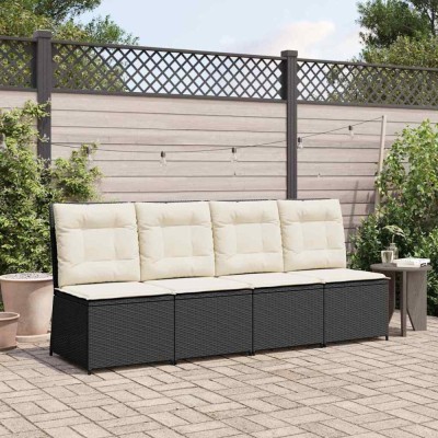 vidaXL Canapea de grădină cu pernă Negru Rattan poli 3394476 foto