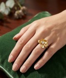 Cumpara ieftin Inel Statement din Argint 925 Placat cu Aur , Model Floare de Bujor Mata