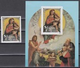 Liberia 1983 - A 500-a aniversare a nașterii lui Rafael, Timbru + Colita (RARĂ), MNH