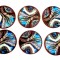 Set suporturi pahare model abstract albastru si maro 40964