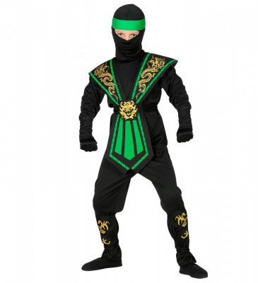 Costum Ninja Copii Kombat Verde foto