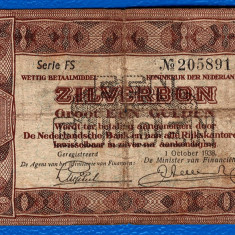 (5) BANCNOTA OLANDA - ZILVERBON - 1 GULDEN 1938 (1 OCTOMBRIE), SERIE CU 2 LITERE