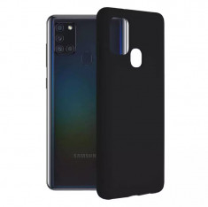 Husa Samsung Galaxy A21S Silicon Negru Slim Mat cu Microfibra SoftEdge foto