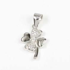 Pandantiv cu pietre zirconice trifoi din argint