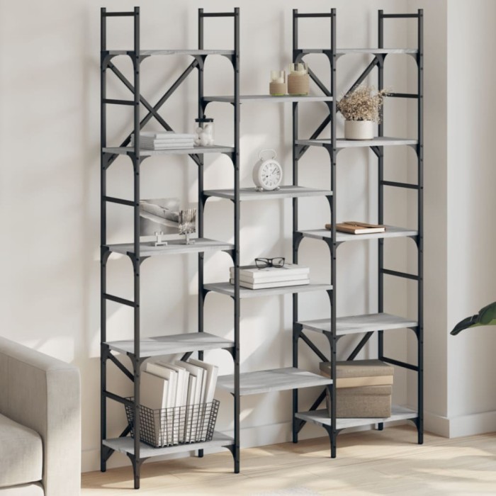 vidaXL Bibliotecă, gri sonoma, 127,5x28,5x172,5 cm, lemn prelucrat 838871