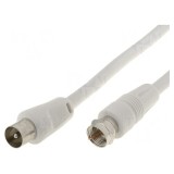 Cablu Coaxial F 1,5m Alb