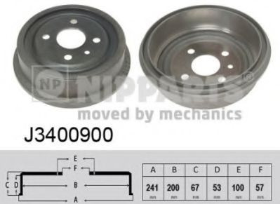 Tambur frana DAEWOO NUBIRA Break (KLAN) (2003 - 2016) NIPPARTS J3400900 foto