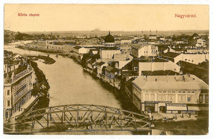 1537 - ORADEA, Synagogue, bridge - old postcard - used - 1912