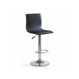 Scaun bar HM H21, Piele ecologica, Inaltime ajustabila, Cu spatar, Rotativ, 90 kg, Negru