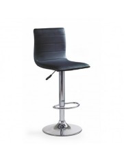Scaun bar HM H21, Piele ecologica, Inaltime ajustabila, Cu spatar, Rotativ, 90 kg, Negru
