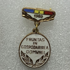 Insigna fruntaș în gospodărirea comunei 1989