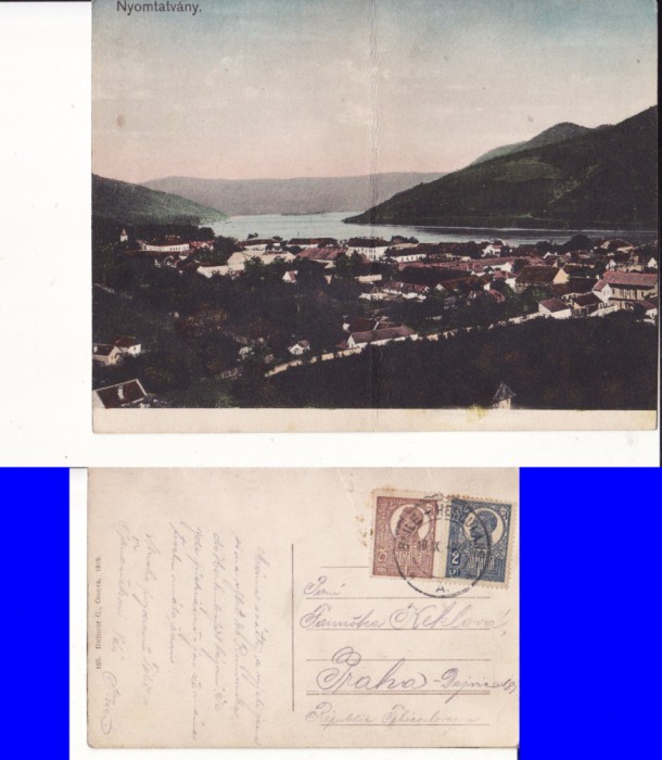 Orsova, Ada Kaleh la orizont - Vedere-carte postala dubla, diptic -RR