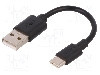 Cablu USB A mufa, USB C mufa, USB 2.0, lungime 0.1m, negru, Goobay - 38675