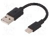 Cablu USB A mufa, USB C mufa, USB 2.0, lungime 0.1m, negru, Goobay - 38675 foto