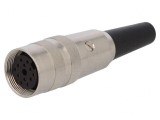 Conector M16 Mufă Mamă 12 Pin Lipire pe Cablu 3A 60V Drept, Lumberg