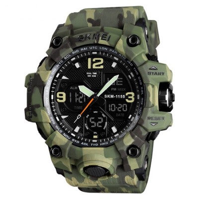 Ceas barbatesc Skmei, Digital, Sport, Army Camuflaj, Shock Resistant, Militar, Army, Dual time, Cronograf foto