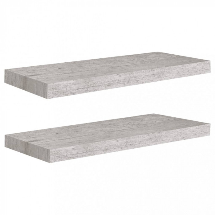 Rafturi perete suspendate, 2 buc., gri beton 60x23,5x3,8 cm MDF