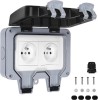 Priza Dubla Exterior Gri IP66, PC, Montaj Aparent, 2 Prize