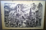 T.042 TABLOU GRAVURA PRINT MARKT IN ALT-KELSTERBACH SEMNAT ERICH DITTMANN