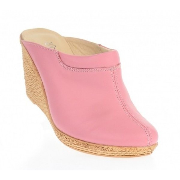 Saboti dama roz din piele naturala, platforme de 7 cm - TEA19ROZ