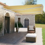 vidaXL Copertină autonomă retractabilă manual, galben/alb, 600x350 cm 3069678