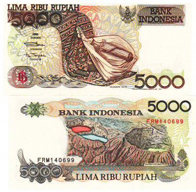 Indonezia 5 000 5000 Rupiah 1992 P-130 UNC foto