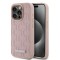 Husa iPhone 15 Pro - Karl Lagerfeld Leather MagSafe (KLHMP15LPKHPORPP) - Pink Monogram Metal Logo
