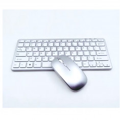 Kit mouse ergonomic si tastatura fara fir Wireless reincarcabila argintiu OMC