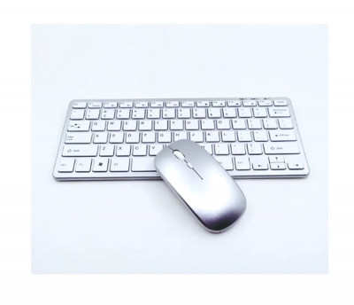 Kit mouse ergonomic si tastatura fara fir Wireless reincarcabila argintiu OMC foto