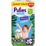 Scutece Pufies Fashion&amp;amp;Nature, Marimea 6 Extra Large, 13+ kg, 62 buc, Giant Pack