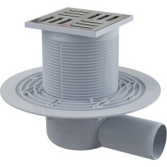 Sifon pardoseală 105&times;105/50 mm ieşire laterală grătar oţel