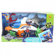 Set de joaca submarin cu figurina si rechini, Wild Quest