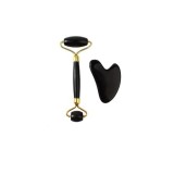Cumpara ieftin Set rola Jade cu piatra Gua Sha - Negru, Dactylion