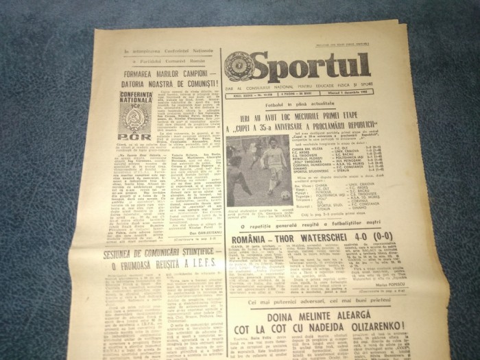 ZIARUL SPORTUL 1 DECEMBRIE 1982