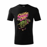 Tricou Personalizat Skate or Die cu Dinozaur pe Skateboard - Design Urban si Cool